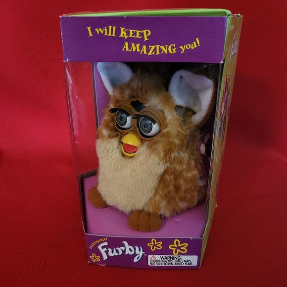 Electronic Furby Tiger Toy Tan Body White Stripes Beige Tummy White Inside Ears - Picture 6 of 13